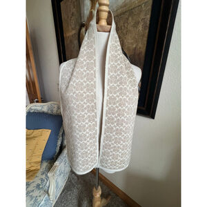 New Women's Coach One Size Beige and White Gold Metallic Scarf